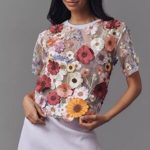 Dolan Multicolor Floral Embroidered Blouse